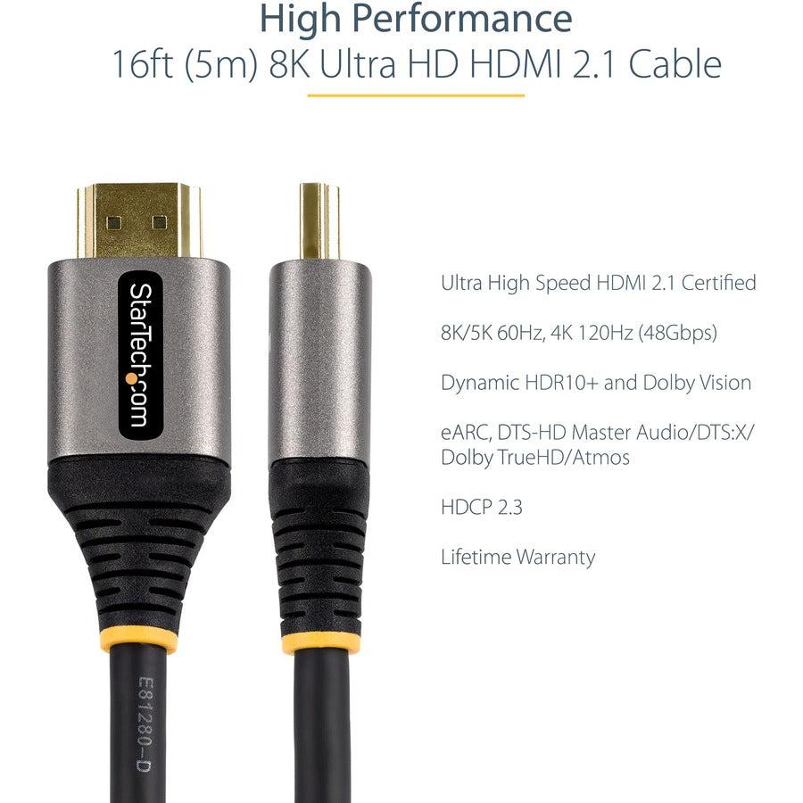 Startech.Com 16Ft (5M) Hdmi 2.1 Cable 8K - Certified Ultra High Speed Hdmi Cable 48Gbps - 8K 60Hz/4K