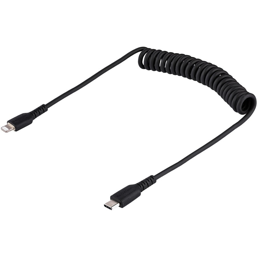 Startech.Com 1M (3Ft) Usb C To Lightning Cable, Mfi Certified, Coiled Iphone Charger Cable, Black,
