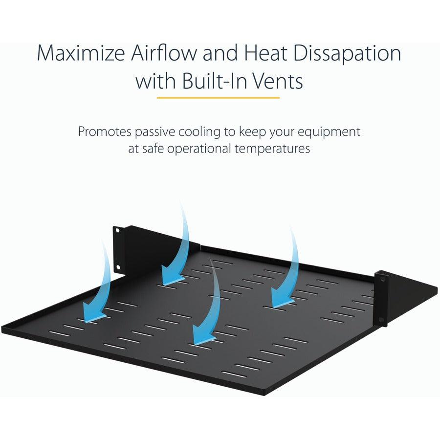 Startech.Com 2U Server Rack Shelf - 2 Post - Center Mount - Vented