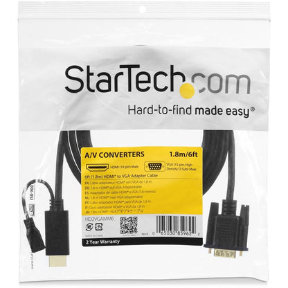 Startech.Com 3 Ft Hdmi To Vga Active Converter Cable - Hdmi To Vga Adapter - 1920X1200 Or 1080P