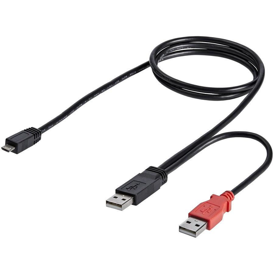 Startech.Com 3 Ft Usb Y Cable For External Hard Drive - Dual Usb-A To Micro-B