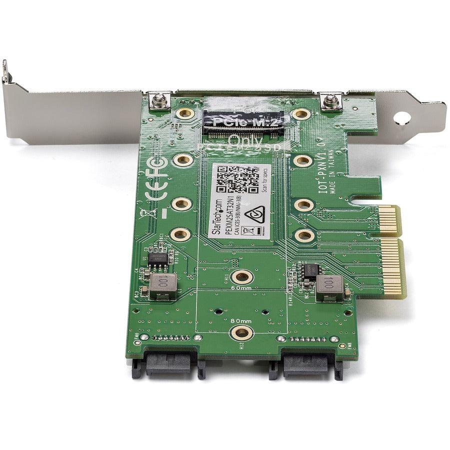 Startech.Com 3-Port M.2 Ssd (Ngff) Adapter Card - 1 X Pcie (Nvme) M.2, 2 X Sata Iii M.2 - Pcie 3.0