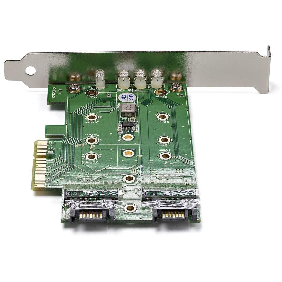 Startech.Com 3-Port M.2 Ssd (Ngff) Adapter Card - 1 X Pcie (Nvme) M.2, 2 X Sata Iii M.2 - Pcie 3.0