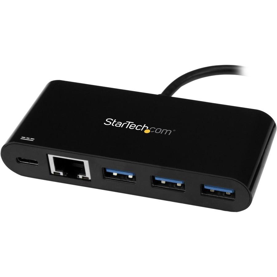 Startech.Com 3 Port Usb-C Hub With Gigabit Ethernet & 60W Power Delivery Passthrough Laptop Charging