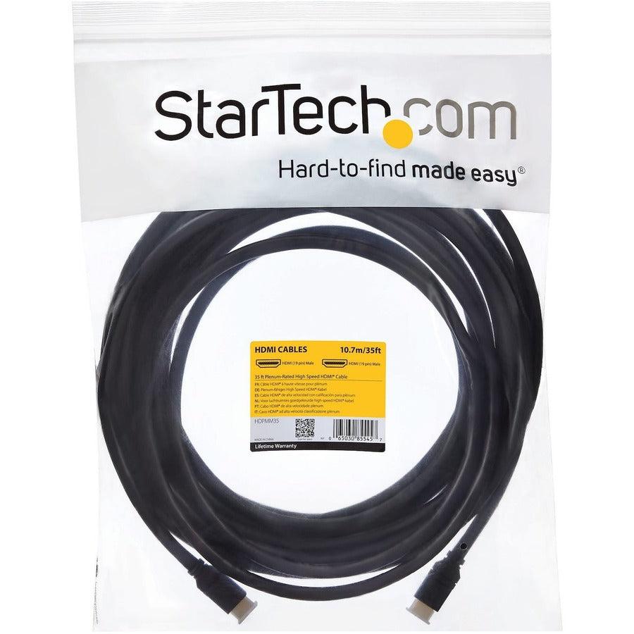 Startech.Com 35Ft Plenum Rated Hdmi Cable, 4K High Speed Long Hdmi Cord W/ Ethernet, 4K30Hz Uhd,