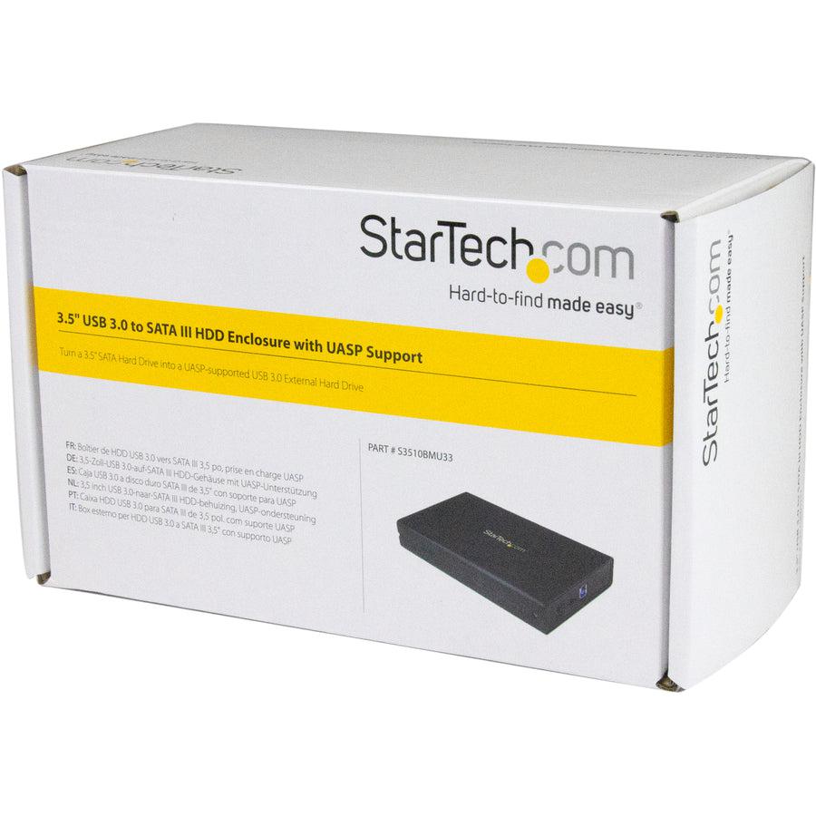Startech.Com 3.5In Black Usb 3.0 External Sata Iii Hard Drive Enclosure With Uasp For Sata 6 Gbps  Portable External Hdd