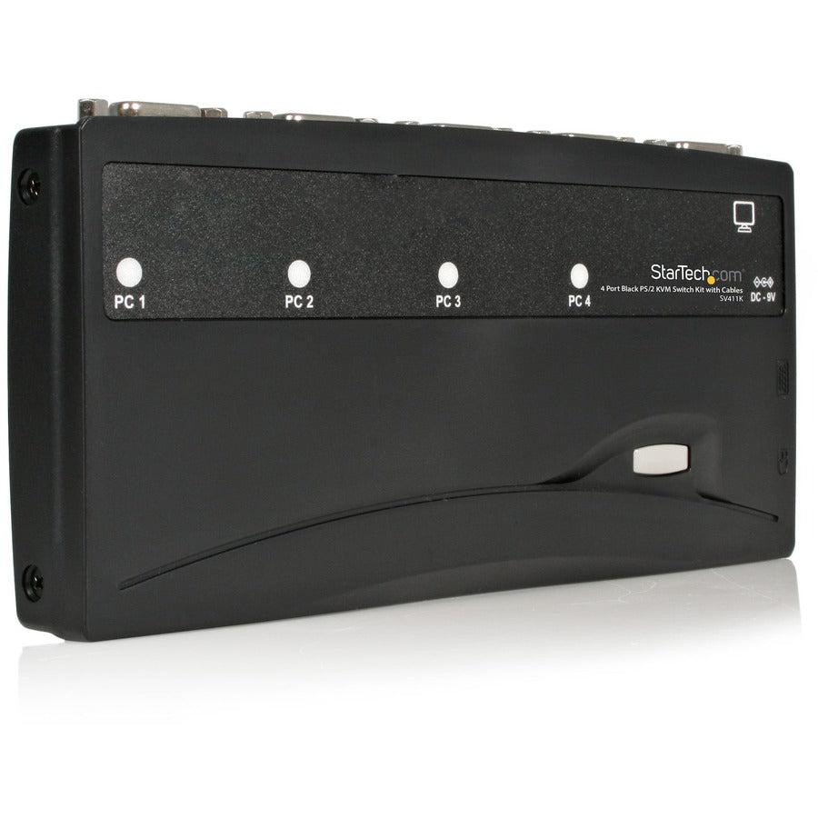 Startech.Com 4 Port Black Ps/2 Kvm Switch Kit With Cables