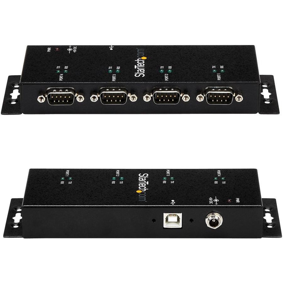 Startech.Com 4 Port Usb To Db9 Rs232 Serial Adapter Hub  Industrial Din Rail And Wall Mountable