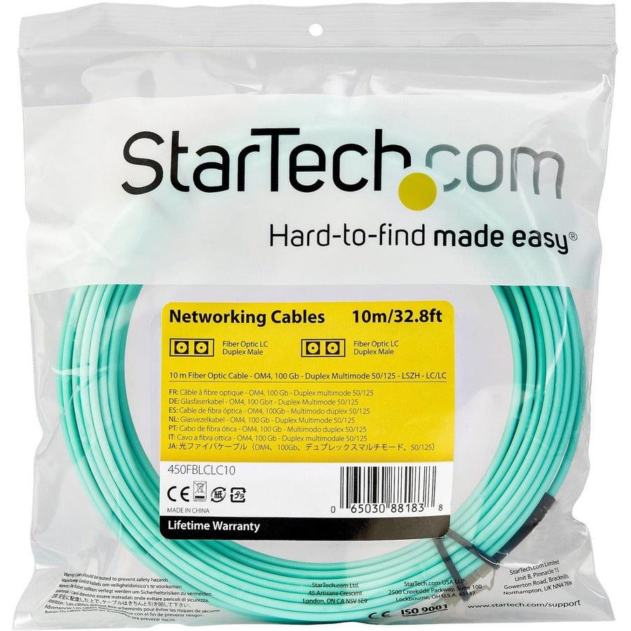 Startech.Com 450Fblclc10 Fibre Optic Cable 10 M Lc Om4 Aqua Colour