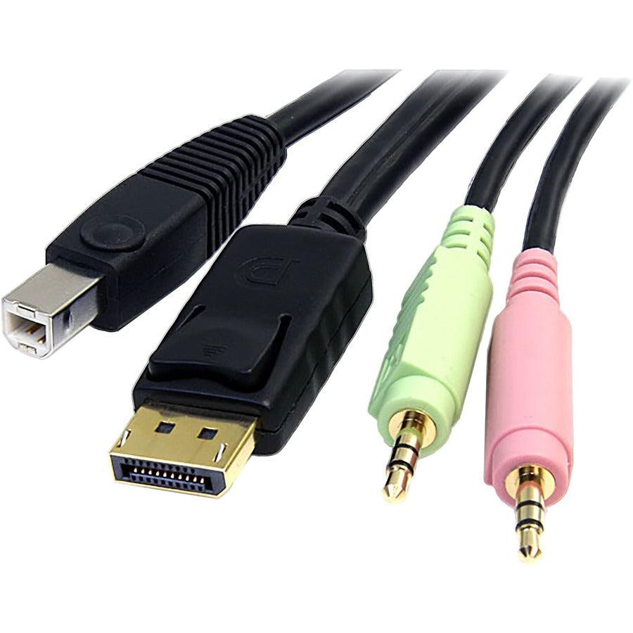 Startech.Com 6Ft 4-In-1 Usb Displayport Kvm Switch Cable W/ Audio & Microphone