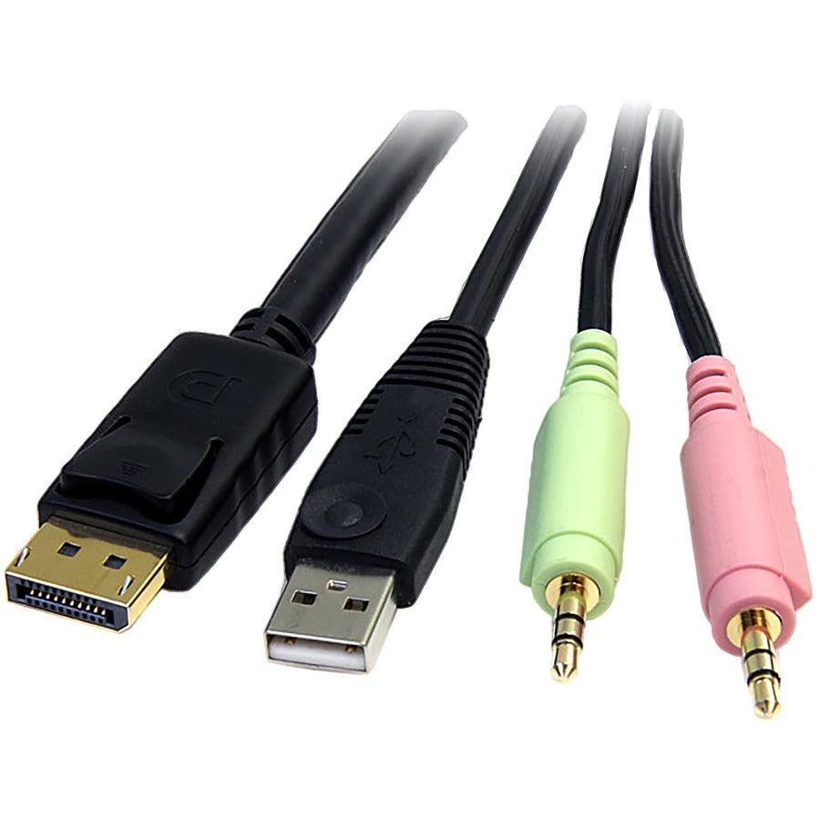 Startech.Com 6Ft 4-In-1 Usb Displayport Kvm Switch Cable W/ Audio & Microphone