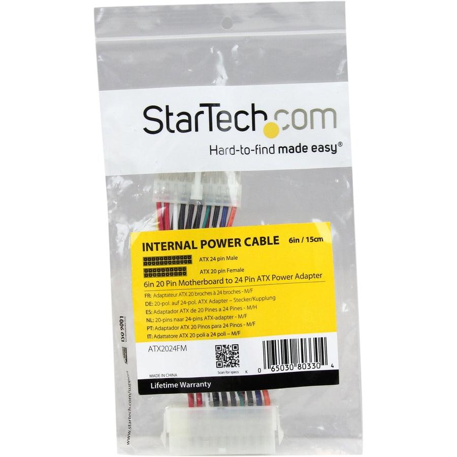 Startech.Com 6In 20 Pin Motherboard To 24 Pin Atx Power Adapter - M/F