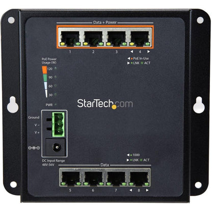 Startech.Com 8-Port (4 Poe+) Gigabit Ethernet Switch - Managed - Wall Mount With Front Access