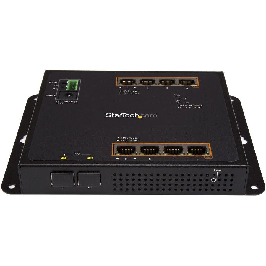 Startech.Com 8-Port Poe+ Gigabit Ethernet Switch Plus 2 Sfp Connections - Managed - Wall Mount With Front Access