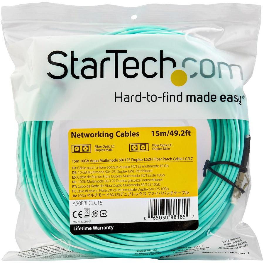 Startech.Com A50Fblclc15 Fibre Optic Cable 15 M Lc Om3 Aqua Colour