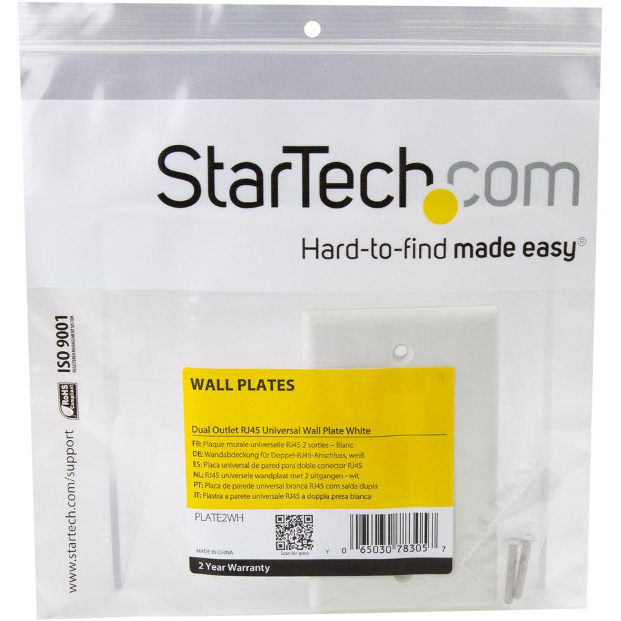 Startech.Com Dual Outlet Rj45 Universal Wall Plate White