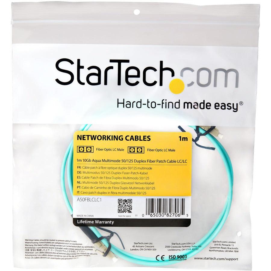 Startech.Com Fiber Optic Cable - 10 Gb Aqua - Multimode Duplex 50/125 - Lszh - Lc/Lc - 1 M