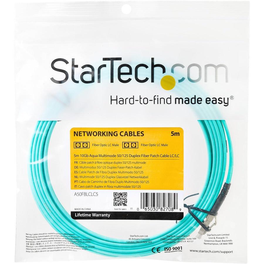 Startech.Com Fiber Optic Cable - 10 Gb Aqua - Multimode Duplex 50/125 - Lszh - Lc/Lc - 5 M