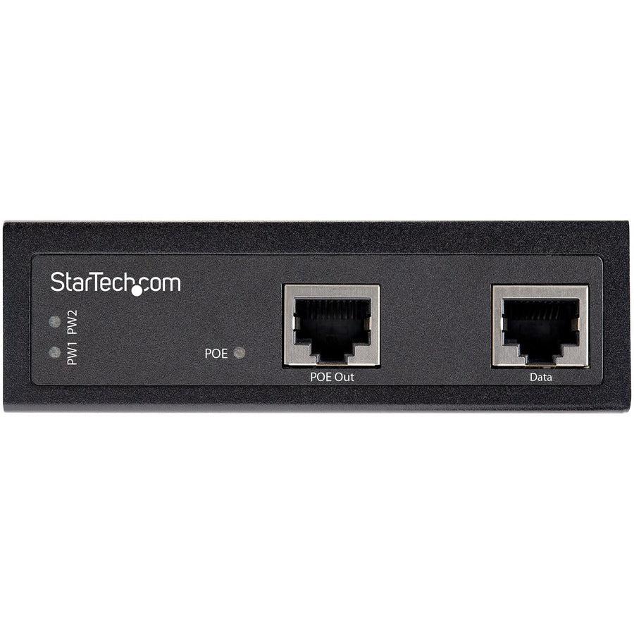Startech.Com Industrial Gigabit Poe Injector - High Speed/High Power 90W - 802.3Bt Poe++ 48V-56Vdc Din Rail Upoe/Ultra Power Over Ethernet Injector Adapter -40C To +75C Rugged