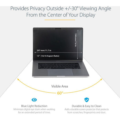 Startech.Com Laptop Privacy Screen For 13 Inch Macbook Pro & Macbook Air - Magnetic Removable