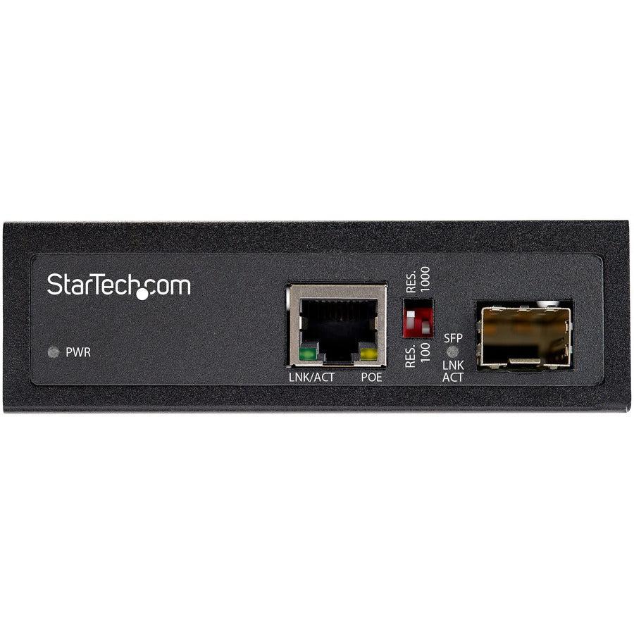 Startech.Com Poe+ Industrial Fiber To Ethernet Media Converter 60W - Sfp To Rj45 -