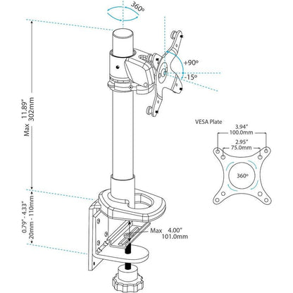 Startech.Com Single-Monitor Desk Mount - Height Adjustable - Steel