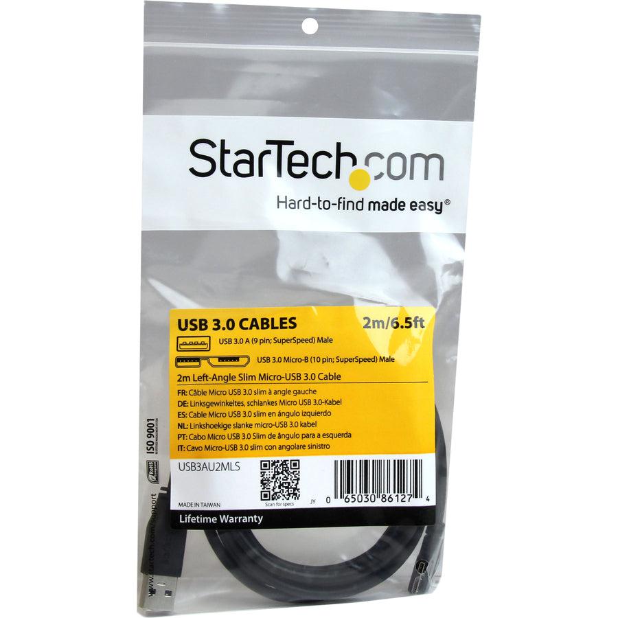 Startech.Com Slim Micro-Usb 3.0 Cable - M/M - Left-Angle Micro Usb - 2M (6Ft)