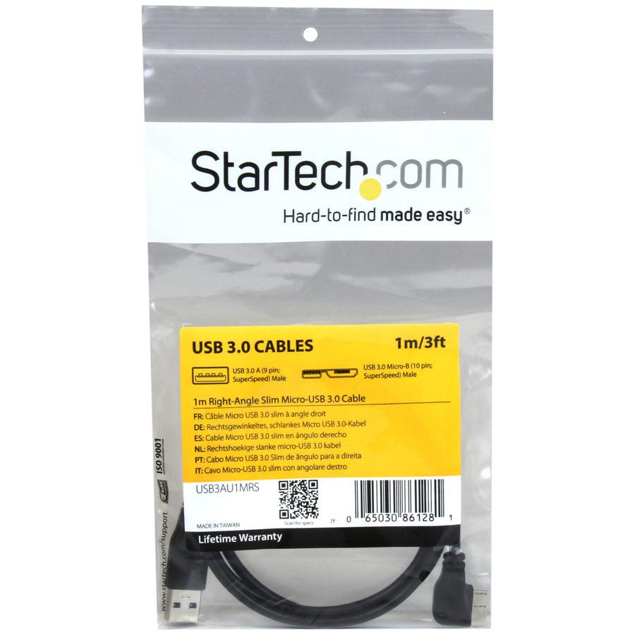 Startech.Com Slim Micro Usb 3.0 Cable - M/M - Right-Angle Micro-Usb - 1M (3Ft)