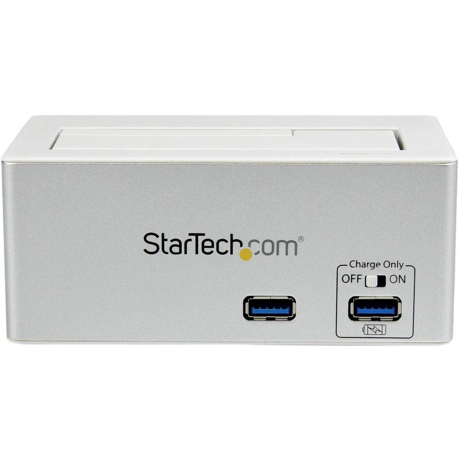 Startech.Com Usb 3.0 Sata Hard Drive Docking Station Ssd / Hdd With Integrated Fast Charge Usb Hub And Uasp For Sata 6 Gbps - White
