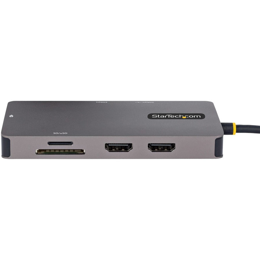 Startech.Com Usb C Multiport Adapter, Dual Hdmi Video, 4K 60Hz, 2Pt 5Gbps Usb-A 3.1 Hub, 100W Power Delivery, Gbe, Sd/Microsd, 12"/30Cm Cable, Travel Dock, Laptop Docking Station