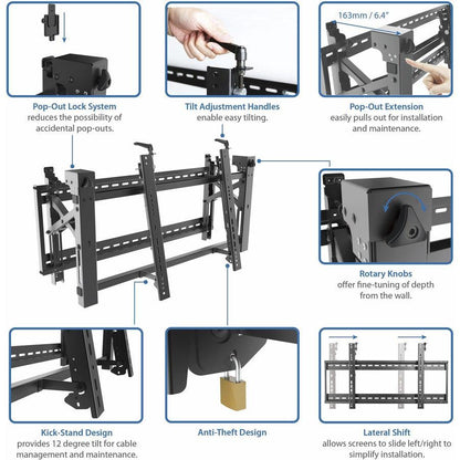 Startech.Com Video Wall Mount - Pop-Out Design - Micro-Adjustment