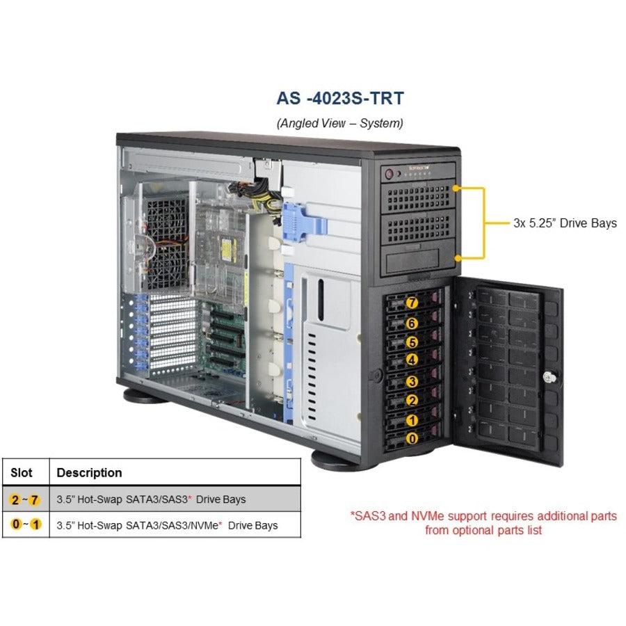 Supermicro A+ Server As-4023S-Trt Socket Sp3 1280W 4U Rackmount/Tower Server Barebone System