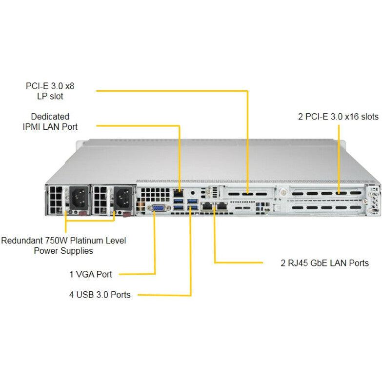 Supermicro Superserver 1029P-Wtr Intel® C621 Lga 3647 (Socket P) Rack (1U) Black