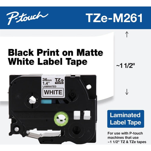 Tzem261 Black In Matte White,Label Tape-1.4 Wide