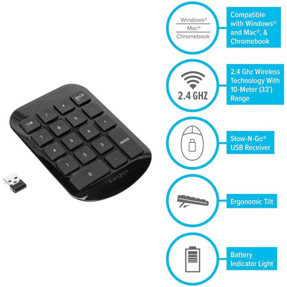 Targus Wireless Numeric Keypad Keyboard Rf Wireless Abc Black