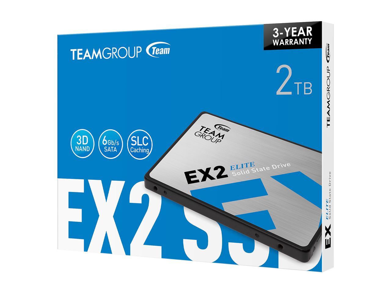 Team Group Ex2 2.5" 2Tb Sata Iii 3D Nand Internal Solid State Drive (Ssd) T253E2002T0C101