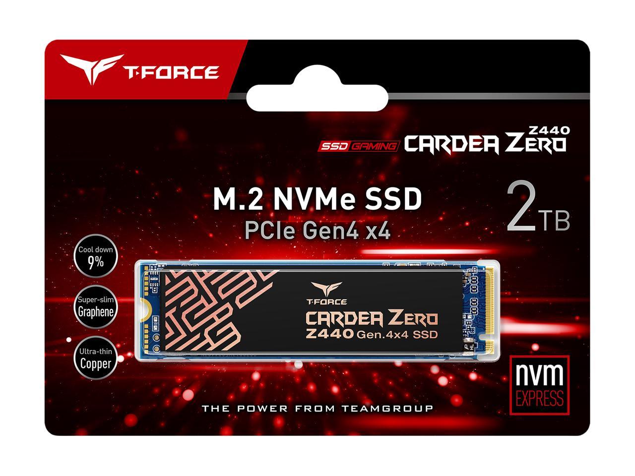 Team Group T-Force Cardea Zero Z440 M.2 2280 2Tb Pcie Gen4 X4 With Nvme 1.3 3D Nand Internal Solid State Drive (Ssd) Tm8Fp7002T0C311