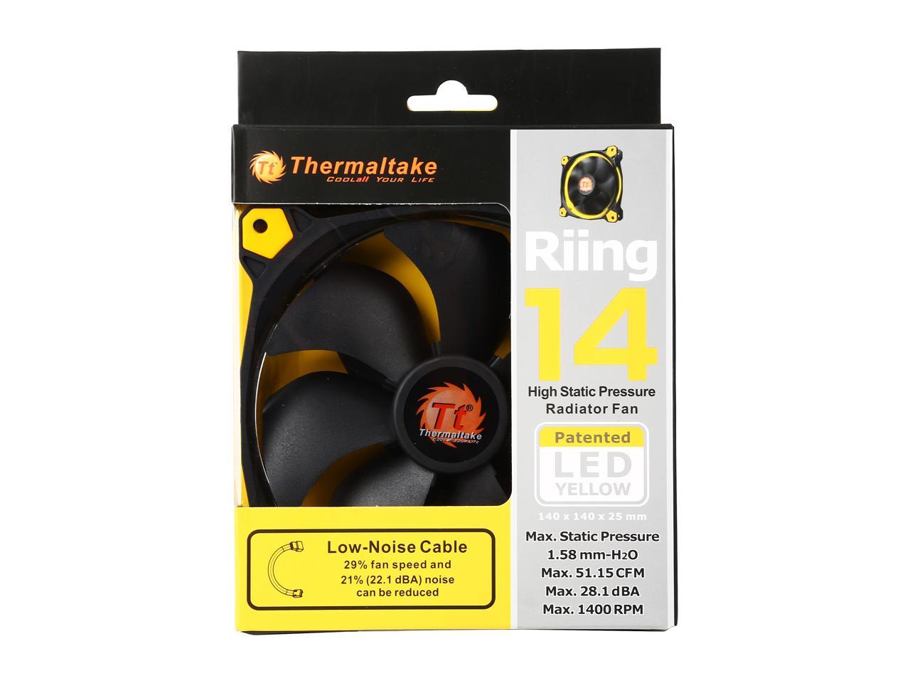 Thermaltake Riing 14 Series High Static Pressure 140Mm Circular Yellow Led Ring Case/Radiator Fan Cl-F039-Pl14Yl-A