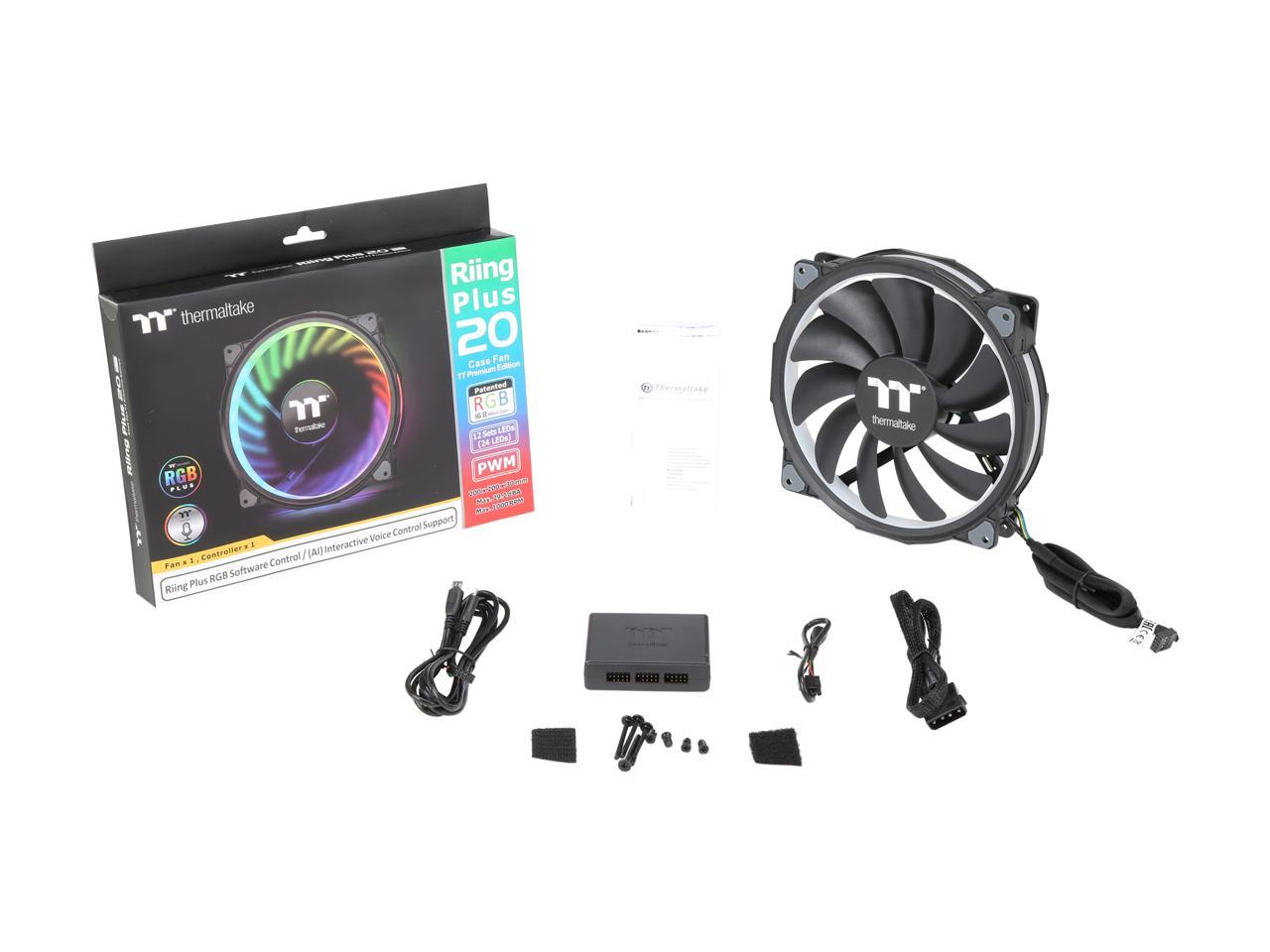 Thermaltake Riing Plus 20 Led Rgb Case Fan Tt Premium Edition - Cl-F069-Pl20Sw-A (Single Fan Pack With Controller)