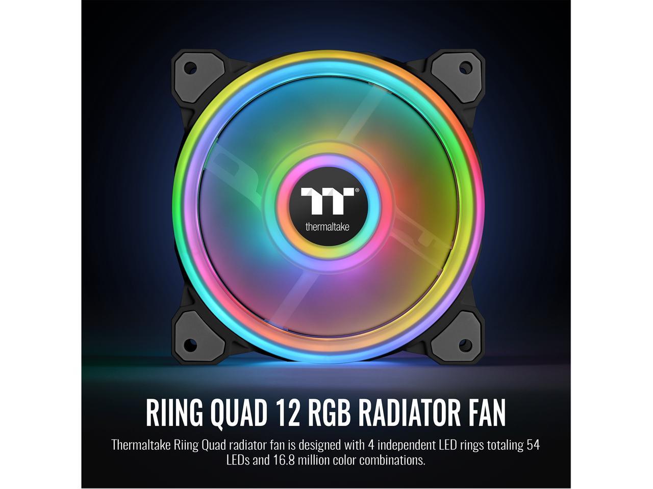 Thermaltake Riing Quad 120Mm 16.8 Million Rgb Color (Alexa, Razer Chroma) Software Enabled 4 Light Cl-F088-Pl12Sw-C