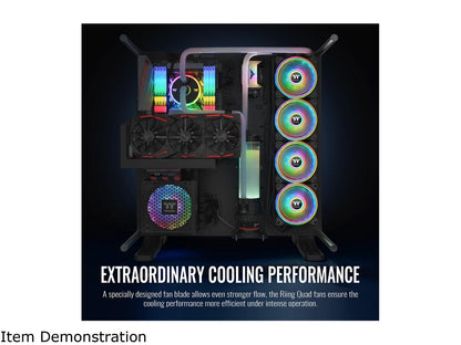 Thermaltake Riing Quad 140Mm 16.8 Million Rgb Color (Alexa, Razer Chroma) Software Enabled 4 Light Cl-F089-Pl14Sw-C