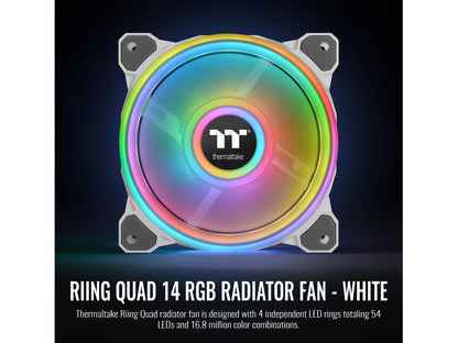 Thermaltake Riing Quad 140Mm 16.8 Million Rgb Color (Alexa, Razer Chroma) Software Enabled 4 Light Cl-F101-Pl14Sw-C