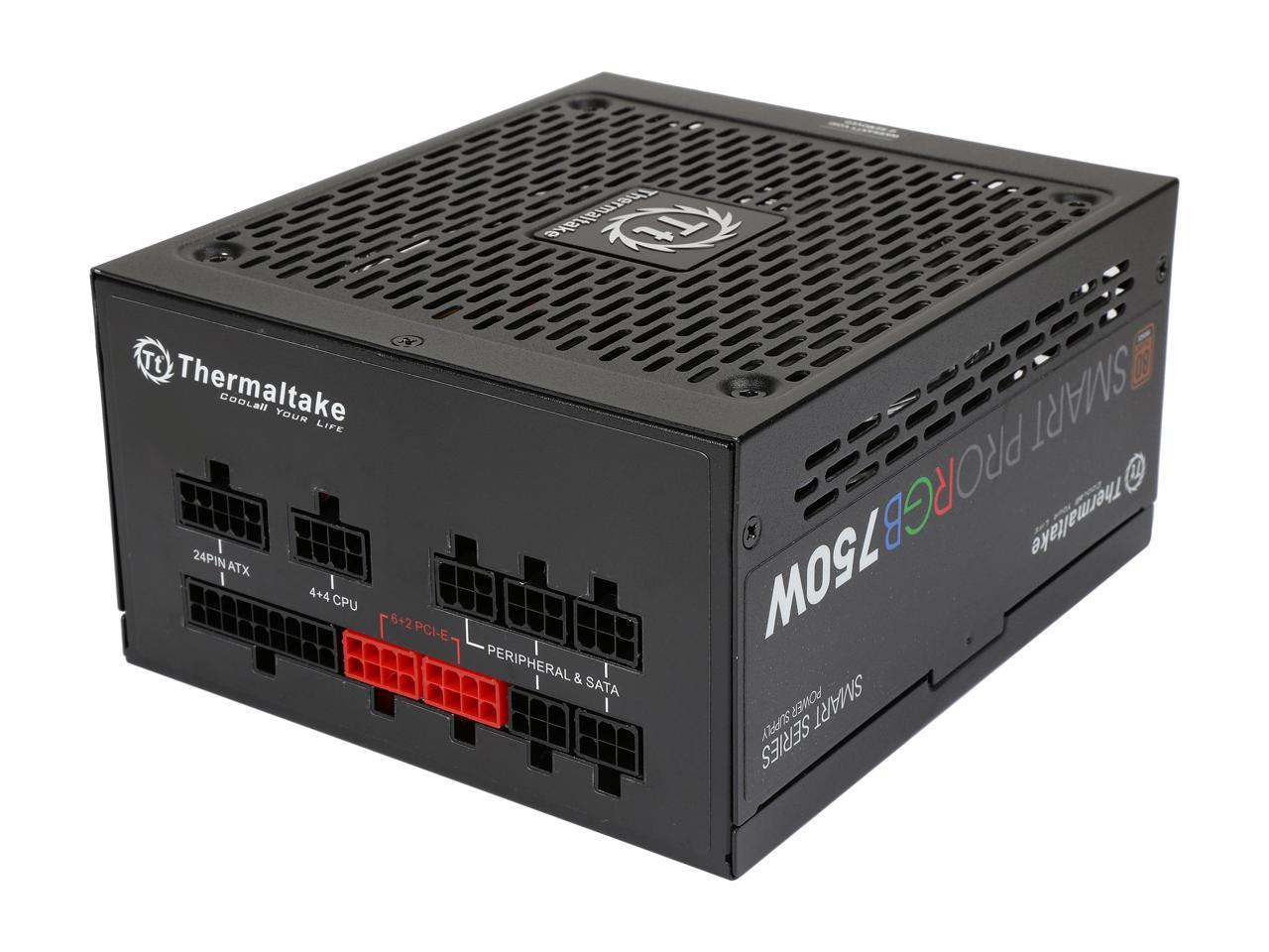 Thermaltake Smart Pro Rgb Ps-Spr-0750Fpcbus-R 750W 80 Plus Bronze Atx12V 2.4 & Eps12V 2.92 Power Supply W/ Active Pfc & Full Modular (Black)