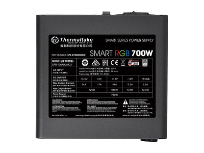 Thermaltake Smart Rgb Ps-Spr-0700Nhfawu-1 700W 80 Plus Atx12V 2.3 Power Supply W/ Active Pfc (Black)