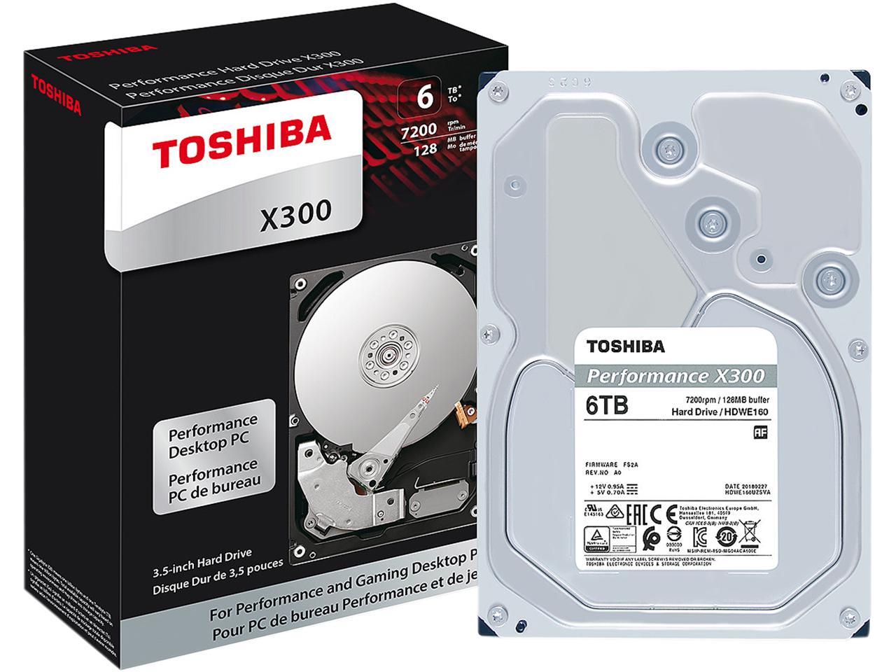 Toshiba X300 6Tb Performance & Gaming Internal Hard Drive 7200 Rpm Sata 6Gb/S 128Mb Cache 3.5 Inch - Hdwe160Xzsta (Retail Package)