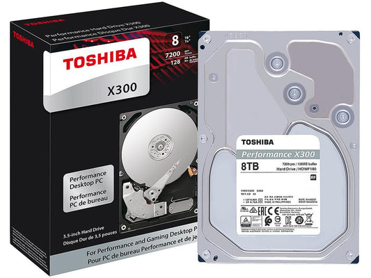 Toshiba X300 8Tb Performance & Gaming Internal Hard Drive 7200 Rpm Sata 6Gb/S 128Mb Cache 3.5 Inch - Hdwf180Xzsta (Retail Package)