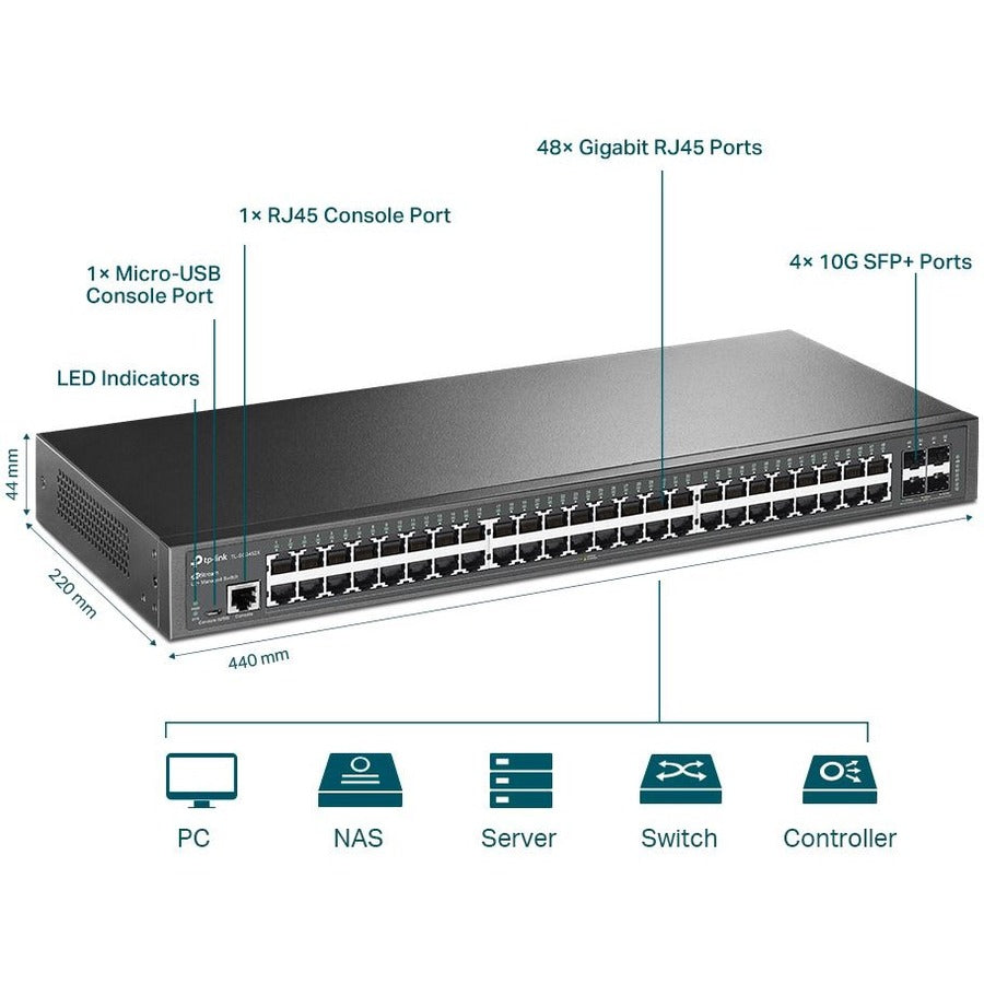 Tp-Link Jetstream 48-Port Gigabit L2+ Managed Switch With 4 10Ge Sfp+ Slots