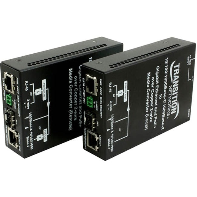 Transition Networks Ethernet Over 2-Wire Extender With Poe+