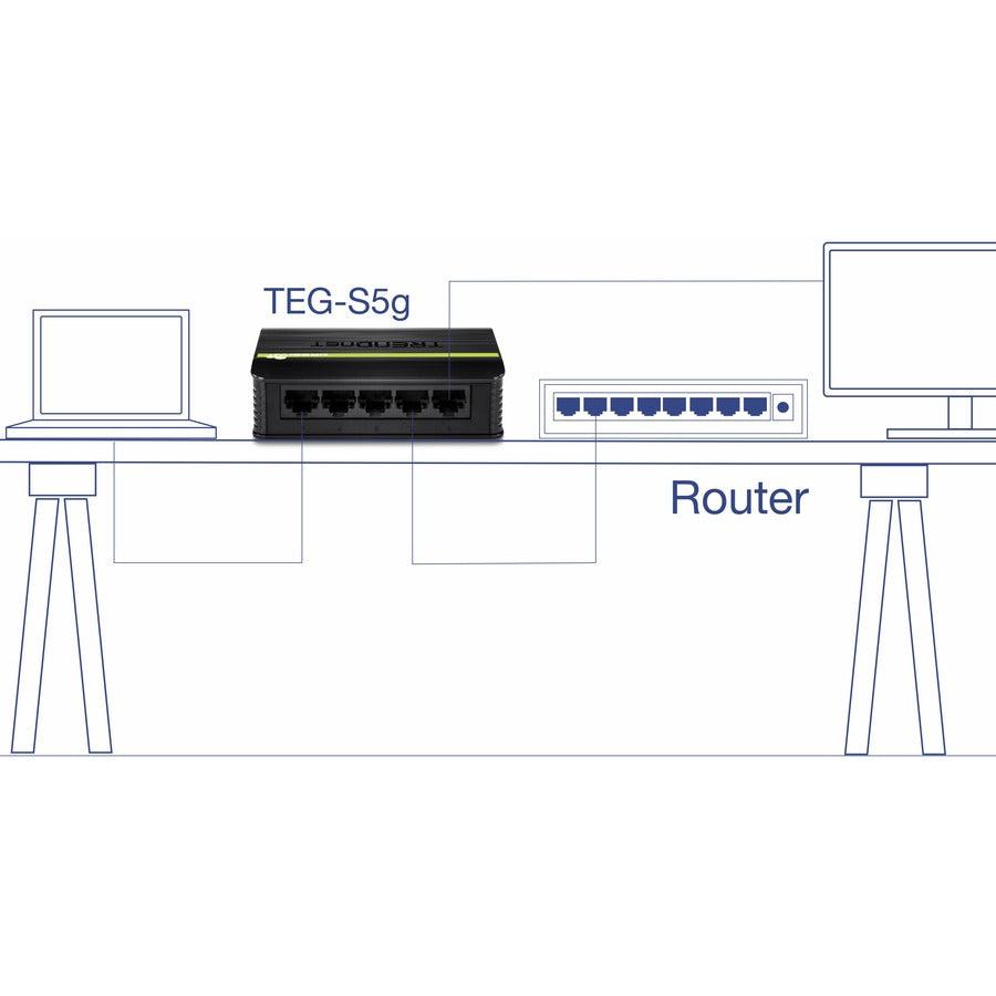 Trendnet 5-Port Gigabit Greennet Switch Unmanaged Black