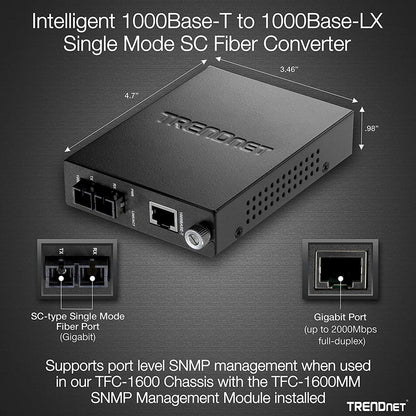 Trendnet Tfc-1000S20 Network Media Converter 2000 Mbit/S 1310 Nm Single-Mode Grey